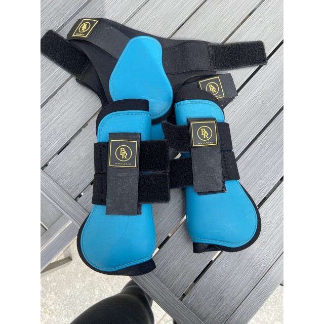 Ensemble guêtres + protèges boulets bleu turquoise BR taille poney