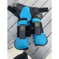 Ensemble guêtres + protèges boulets bleu turquoise BR taille poney