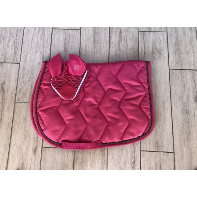 Ensemble rose tapis et bonnet taille pony