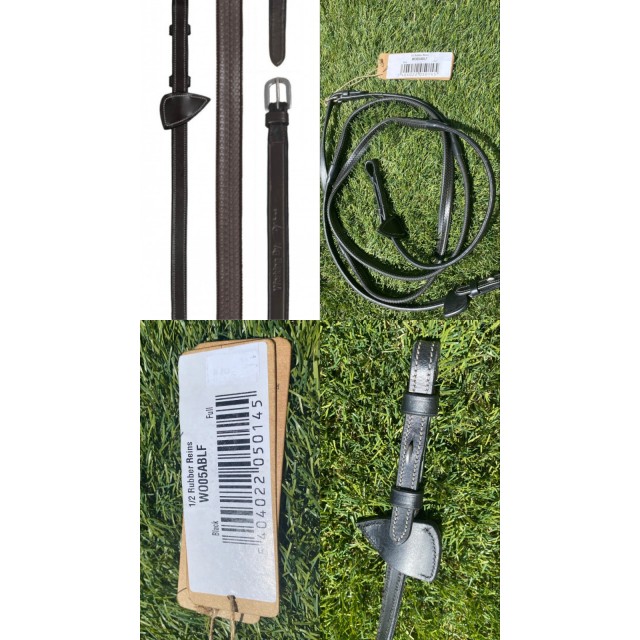 rênes caoutchoucs DY'ON WORKING 1/2" RUBBER REINS WO05A noir neuf