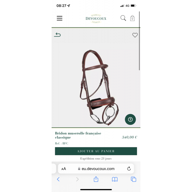Bridon muserolle française classique Devoucoux