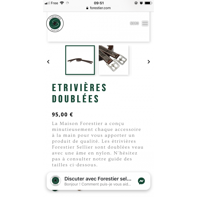 Étrivières neuves Forestier