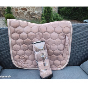 Ensemble dressage tapis + bandes showmaster vieux rose