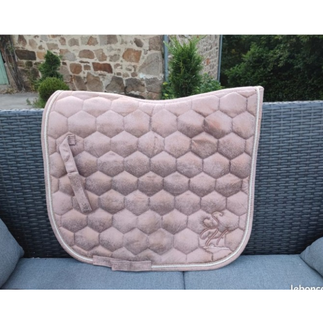 Ensemble dressage tapis + bandes showmaster vieux rose