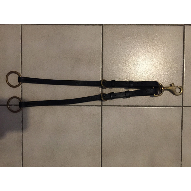 Fourche de martingale réglable en cuir noir