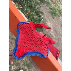 Bonnet rouge et bleu taille poney petit cheval