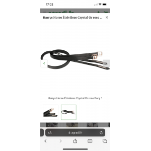 Étrivière noir à strass rose gold