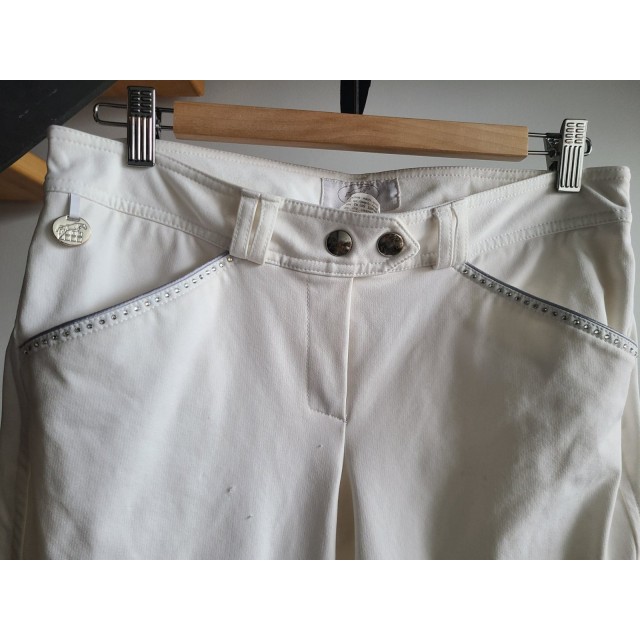 Pantalon hervé godignon blanc à strass