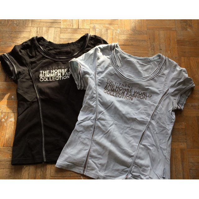Lot teeshirt Equitheme 14 ans (XS)  Noir, rose et bleu ciel