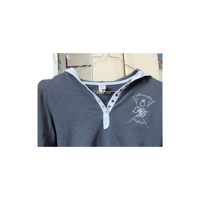 Polo à manches longues avec capuche bleu gris