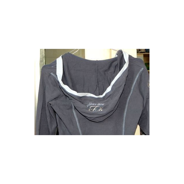 Polo à manches longues avec capuche bleu gris