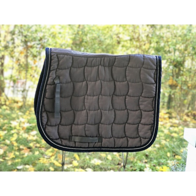 Tapis gris liseret bleu coupe dressage