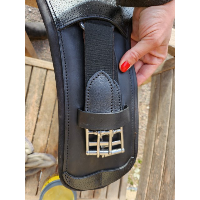 Sangle courte 60 cm en cuir noir forestier