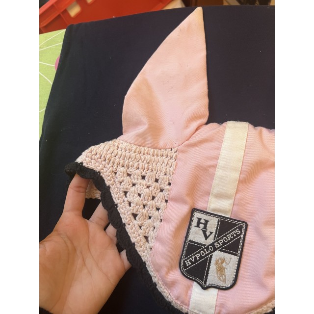 Bonnet HV POLO rose et noir taille cheval