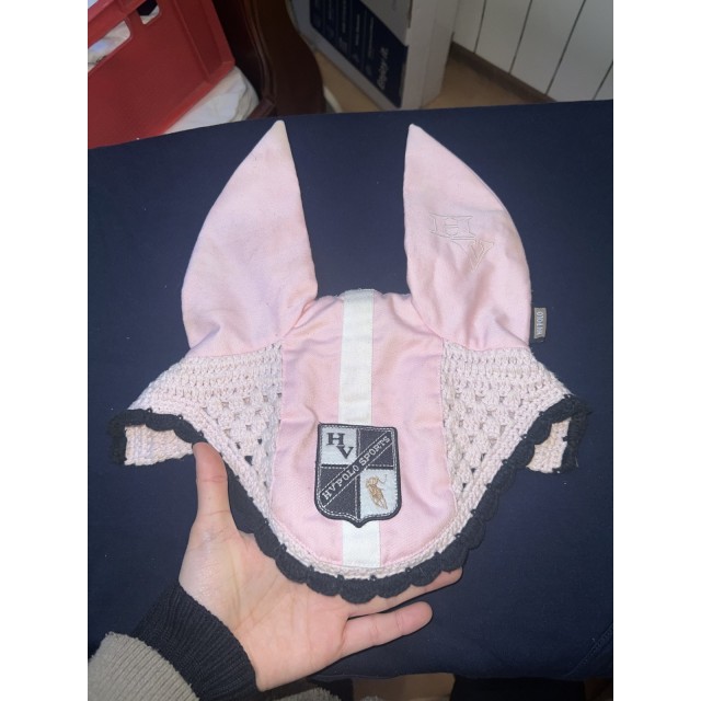 Bonnet HV POLO rose et noir taille cheval