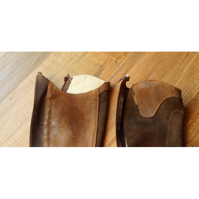 Chaps en cuir bicolore