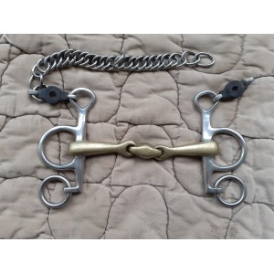 mors Pelham double brisé 125 mm laiton branches courtes