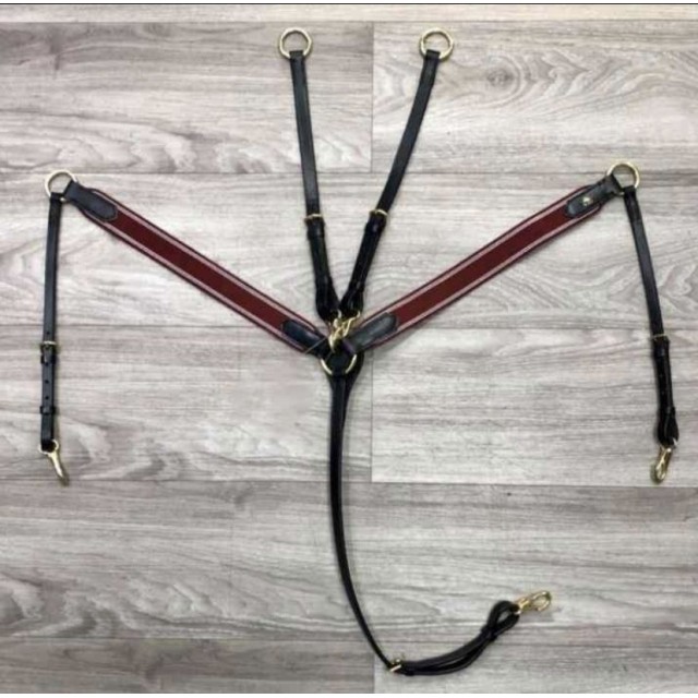 Collier de chasse + martingale  Bordeaux - Taille cheval / Cob