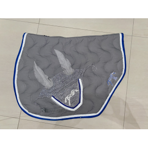 Ensemble tapis et bonnet pénélope gris et bleu roi