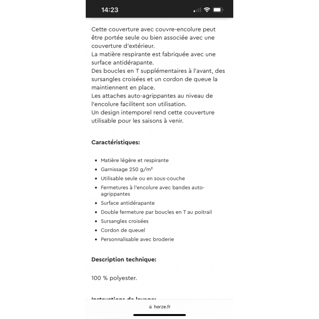 Couverture horze d’écurie