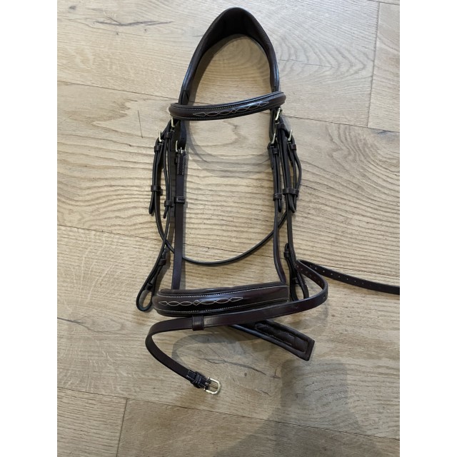 Bridon en cuir brun taille cheval