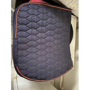Tapis bleu marine liseré orange equitheme cheval