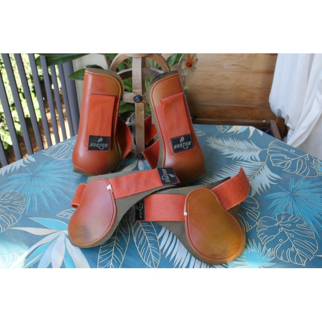 Paires de protections Norton cheval orange / kaki