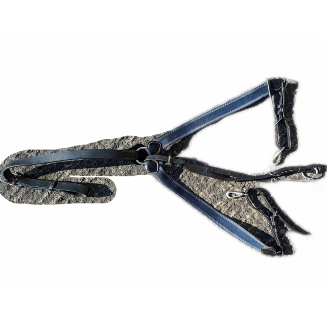 Collier de chasse T cob cuir noir gros élastiques larges bleu