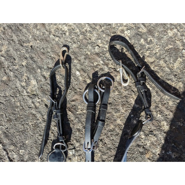 Collier de chasse T cob cuir noir gros élastiques larges bleu