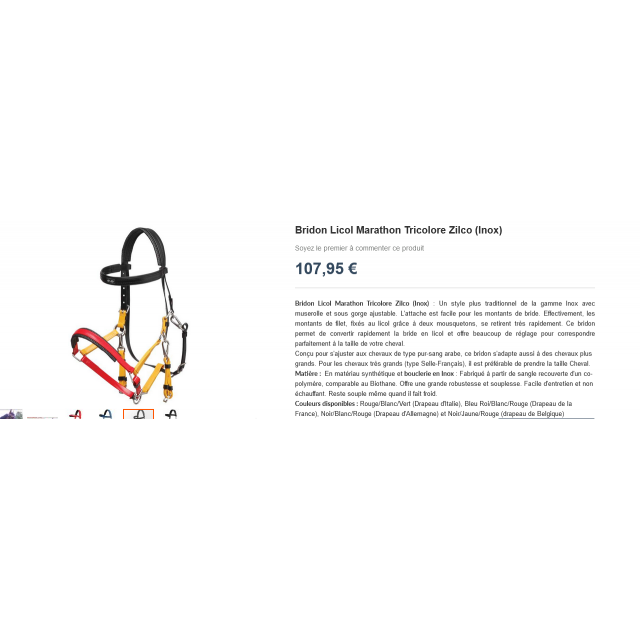 Bridon/licol rando endurance ZILCO noir - jaune - rouge FULL