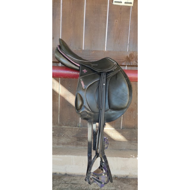 Selle mixte/CSO monoquartier en cuir, 17.5