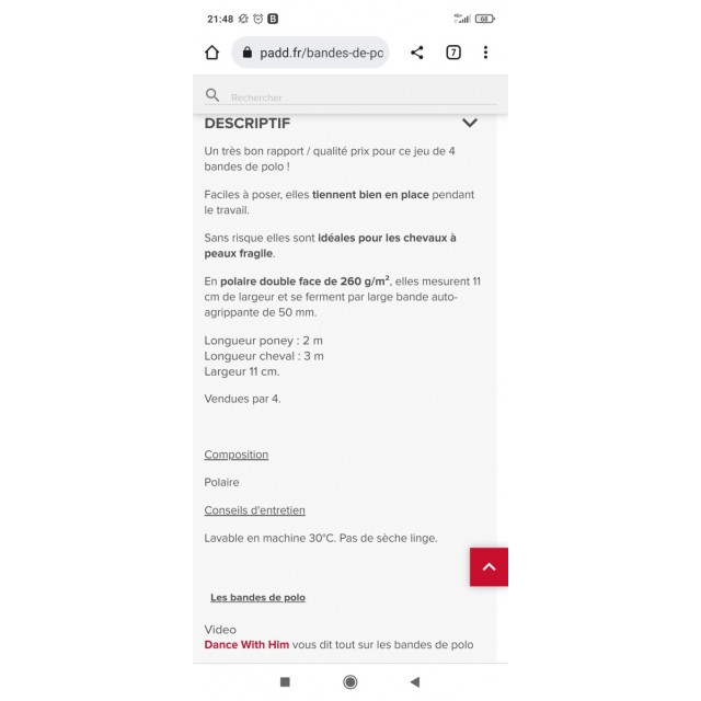 Bandes de polo marine taille cheval