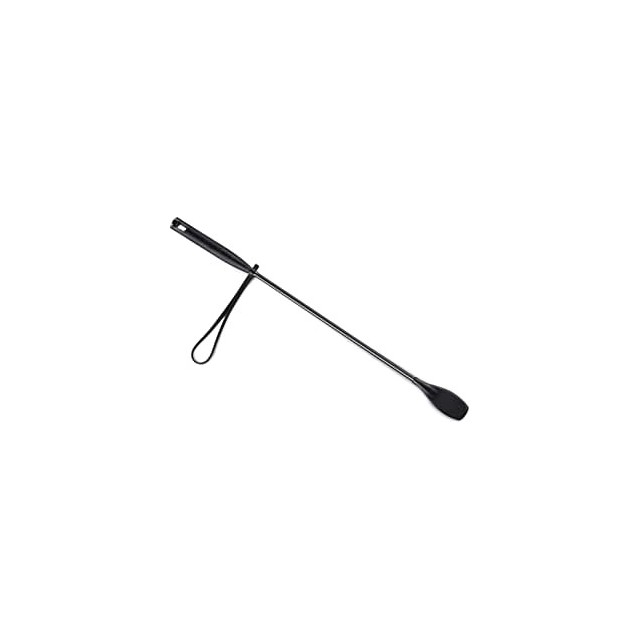 Whip with Double Slapper, Leather Equestrian Jump Bat, Black,Purple