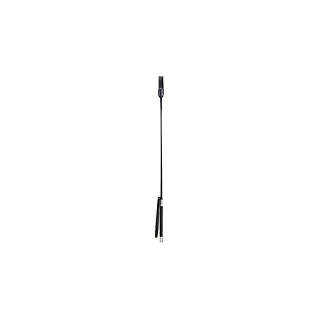 Whip with Double Slapper, Leather Equestrian Jump Bat, Black,Purple