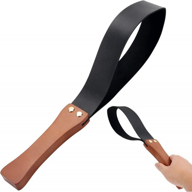 Double Slapper, Leather Equestrian Jump Bat, Black,Purple