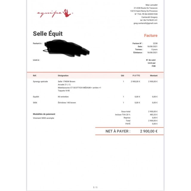 Selle équipé synergy