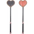 with Double Slapper, Leather Equestrian Jump Bat, Black,Purple