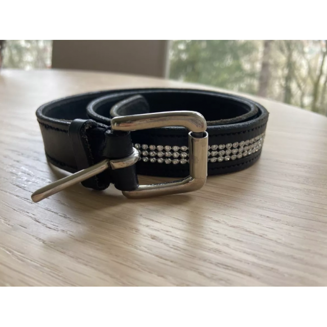 CEINTURE CUIR NOIR STRASS
