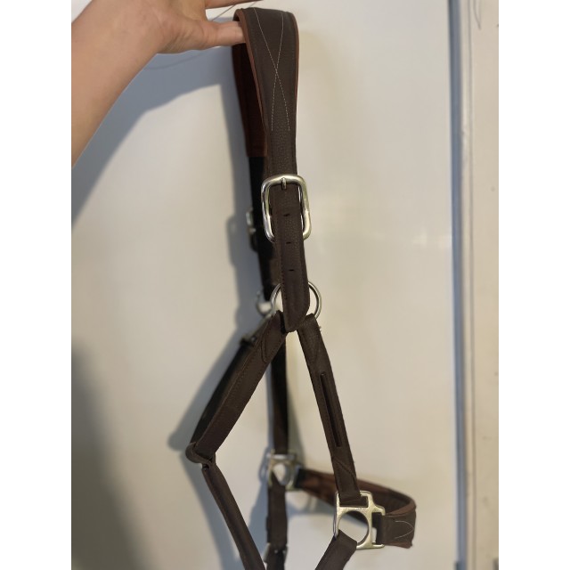 Licol marron en synthétique (effet cuir)