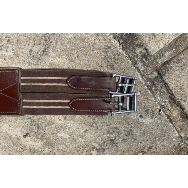 Sangle Bavette en cuir marron 135cm