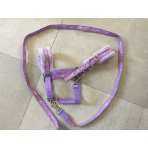 Lot violet d'affaires tapis bonnet licol guêtres protège boulets