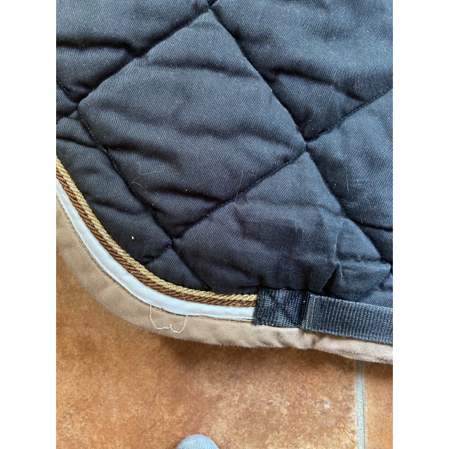 ensemble tapis de selle et bonnet noir et beige sport