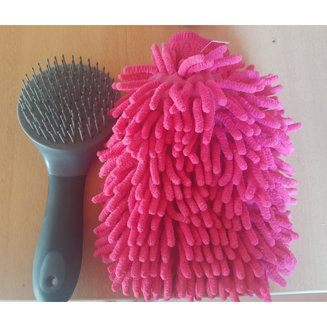 Brosse à crins et gant de massage