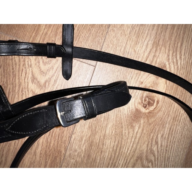 Paire de rênes noires en cuir neuves