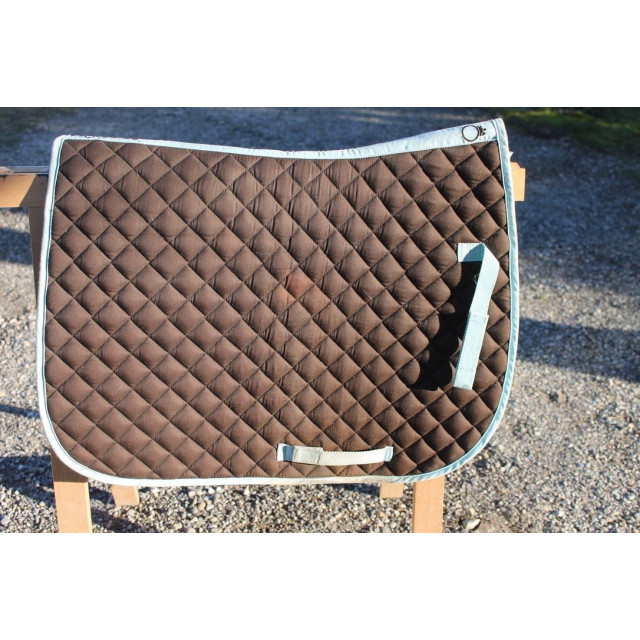 Tapis Fouganza marron liseré bleu ciel