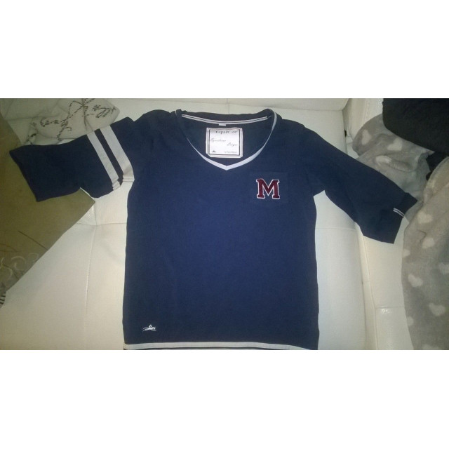 Tee-shirt jersey enfant Equit'M col V manches 3/4 14 ans