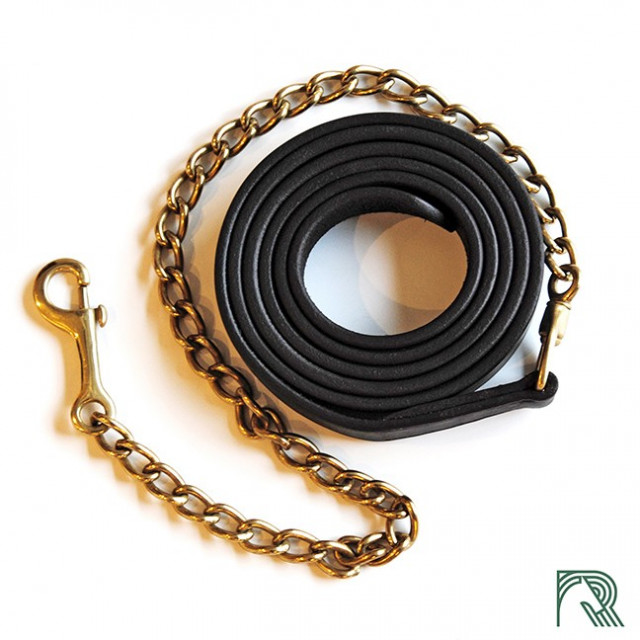 Longe de présentation en cuir chaîne laiton