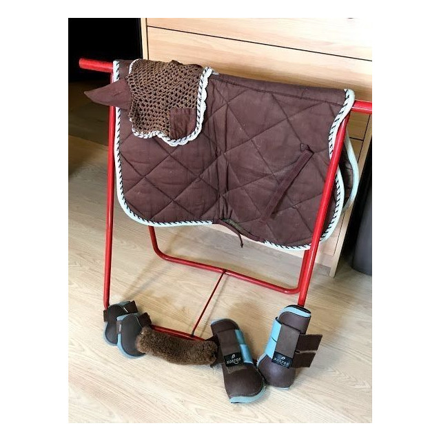 Tapis EQUITHEME Chocolat liseré turquoise