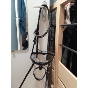 Filet noir+mors 115mm+ rênes noire cuir