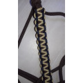 licol éthologique marron tressé beige et bleu marine
